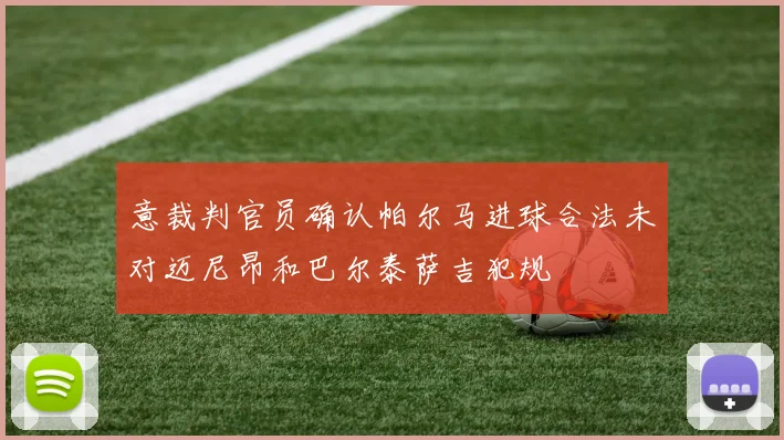 意裁判官员确认帕尔马进球合法未对迈尼昂和巴尔泰萨吉犯规